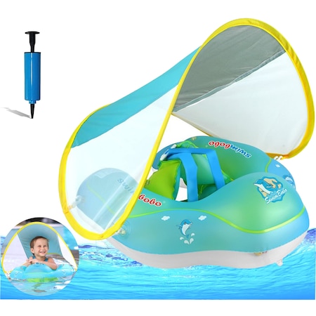Çıkarılabilir Güneşlikli Bebek Yüzme Simidi, Yüzme Oturaklı Bebek
