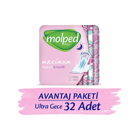 Molped Hijyenik Ped Ultra Gece Süper Avantaj Paketi 32 Adet