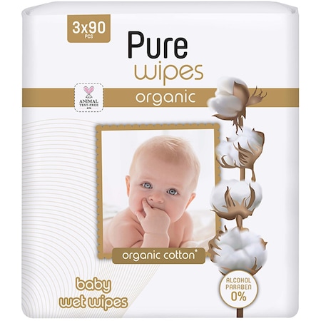 Pure Wipes Organik Pamuklu Bebek Islak Mendil 3x90 Adet PWP-4733