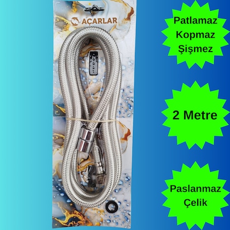 Acarlar Paslanmaz Çelik 2 Metre Spiral Duş Başlığı Hortumu 1.kalite