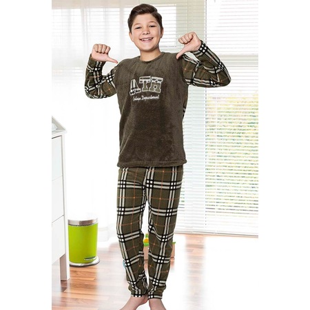 Erkek Çocuk Kışlık Polar Pijama Takımı Peluş Desenli Takım Tampap 5077- 1042