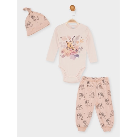 Winnie The Pooh Lisanslı Bebek 3'lü Set 21451-pudra