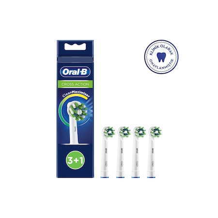 Oral-B Cross Action Clean Maximizer 3+1 Yedek Fırça Başlığı Beyaz