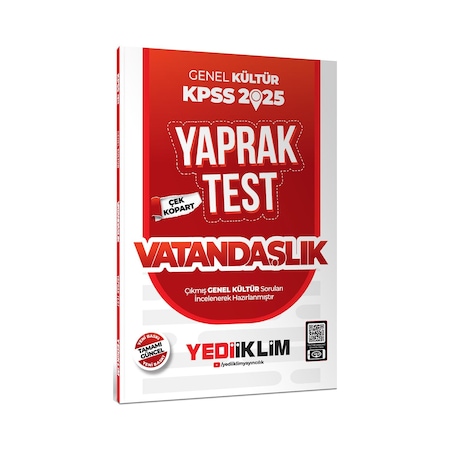 Yediiklim Yayınları 2025 Kpss Genel Kültür Vatandaşlık Çek Kopart Yaprak Test