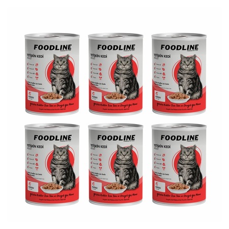 Foodline Kuzu Etli Yetişkin Kedi Konservesi 6 x 400 G