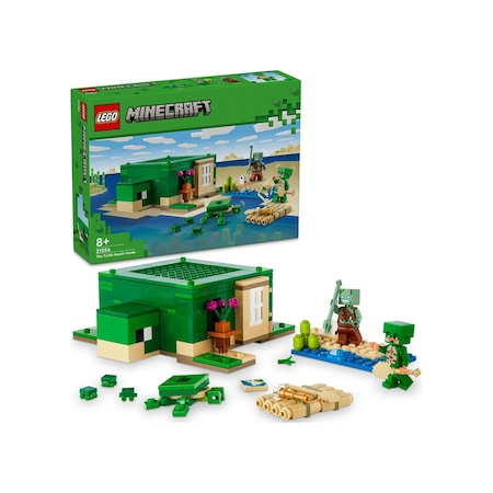 LEGO® Minecraft Kaplumbağa Plaj Evi 21254 8+ Yaratıcı Oyuncak Yapım Seti - 234 Parça