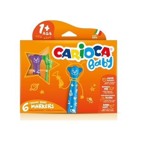 Carioca Teddy Jumbo Bebek Süper Yıkanabilir Keçeli Boya Kalemi 6'lı