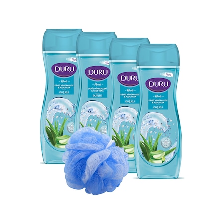 Duru Moods Deniz Mineralleri & Aloe Vera Duş Jeli 4 x 450 ML + Duş Lifi