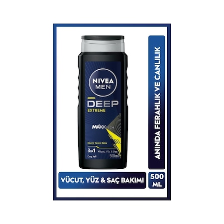 Nivea Men Erkek Deep Extreme Maxxtech 3'ü 1 Arada Duş Jeli 500 ML