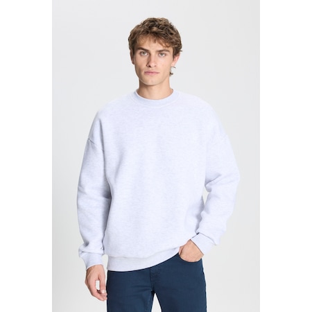 Ac&Co / Altınyıldız Classics Standart Fit Bisiklet Yaka Erkek Sweatshirt - Kar Melanj