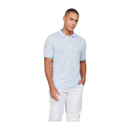 Ac&Co / Altınyıldız Classics 4A4820200047AmvXL Düğmeli Polo Yaka Cepsiz Slim Fit Erkek Tişört Açık Mavi