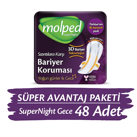 Molped Süpernight Hijyenik Ped Gece Süper Avantaj Paketi 48 Adet
