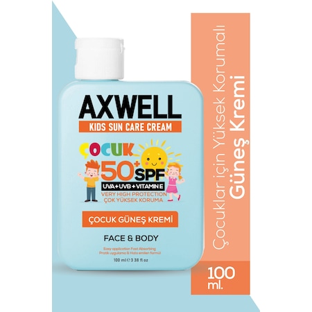 Axwell Kids Sun Cream Çocuk Güneş Kremi Çok Yüksek Koruma + Vitamin E SPF50+ 100 ML