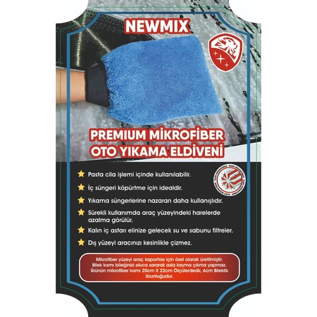 Newmıx Premıum Mikrofiber Oto Yıkama Eldiveni