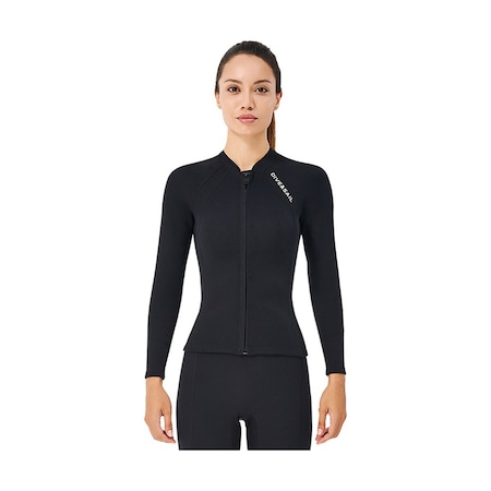 Jzcat 2mm Wetsuit Split Top Uzun Kollu Kalınlaştırılmış Dalış Elbisesi Soğuk Hava Sıcak Şnorkel Takım-kadın Siyah