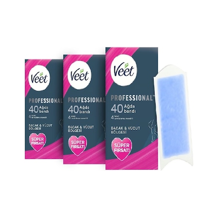 Veet Bacak Vücut Bölgesi Hassas Ciltler Ağda Bandı 3 x 40 Adet