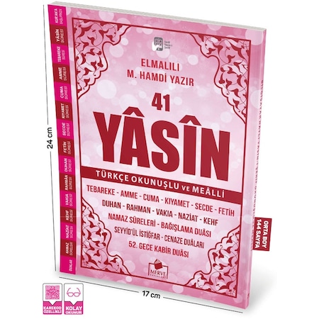 41 Yasin Orta Boy Türkçe Okunuşlu Ve Mealli Pembe Kapak
