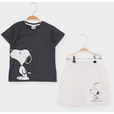 Supermino Snoopy Lisanslı Erkek Çocuk 2'li Takım Sn21950-füme