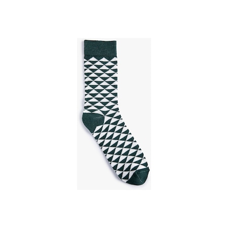 Koton Basic Soket Çorap Geometrik Desenli Haki 3wam80330aa 3WAM80330AA871