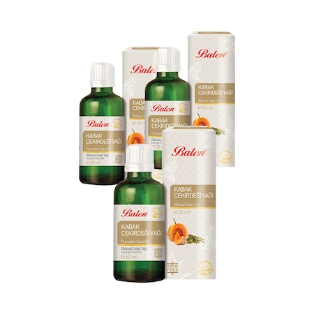 3 Kutu Balen Kabak Çekirdeği Yağı 50 ML Kabak Yağı