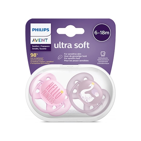 Philips Avent SCF223/02 Kız Bebek Ultra Soft Desenli Emzik 6-18 Ay 2'li