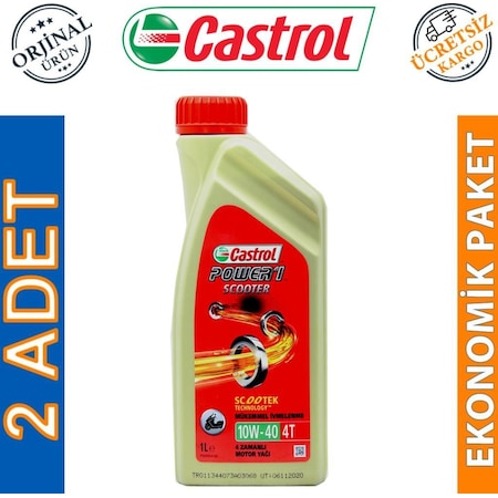 Castrol PoWer 1 Scooter 10W-40 4t 1 L Motosiklet Yağı (2 Adet)