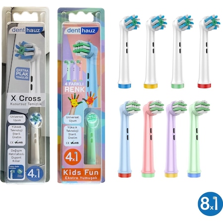 X Cross + Kids Fun Yumuşak Oral-b Uyumlu Yedek Diş Fırçası Başlıkları