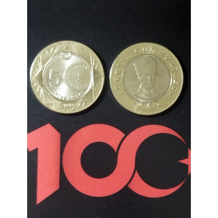 Resmi Darphane Ters Düz 2 Adet Cumhuriyet 100 Yılı Hatıra Parası 5 Lira