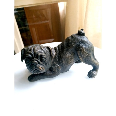 Omeniv Antika Art Deco Ağır Bronz Köpek Pug Heykel Biblo Figür