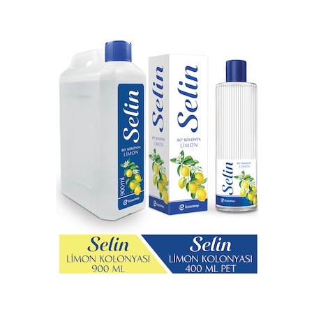 Selin 80 Derece Limon Kolonyası Bidon 900 ML + Selin 80 Derece Limon Kolonyası Pet Şişe 400 ML