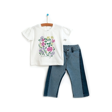 Hellobaby Botanical Garden Tshirt Pantolon Kız Bebek 001