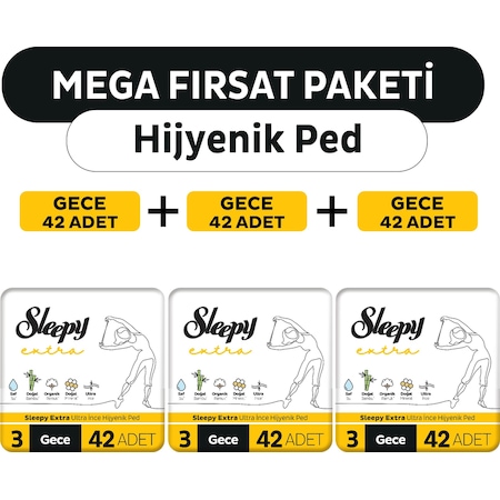 Sleepy Extra Ultra İnce Gece Hijyenik Ped 3 x 42'li