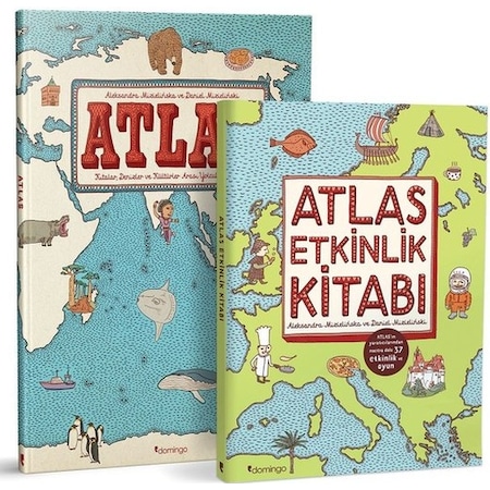 Atlas Set - Kıtalar -Denizler - Kültürler Arası Yolculuk Rehberi - 2 Kitap Takım - Aleksandra Mizielinska - Domingo Yayınevi