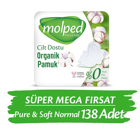 Molped Pure&Soft Hijyenik Ped Normal Süper Mega Paket 138 Adet