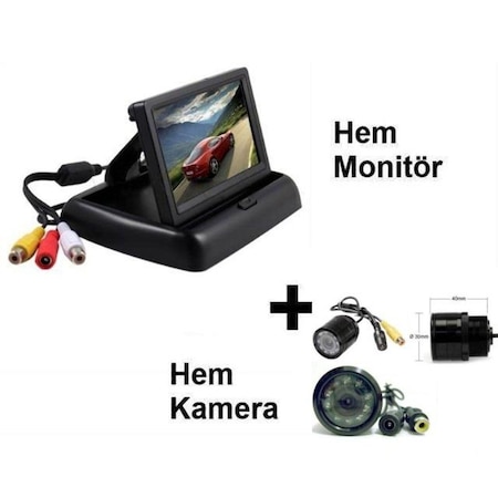 Audiomax Geri Vites Kamerası 4.3 Monitör Kamera Ful Set