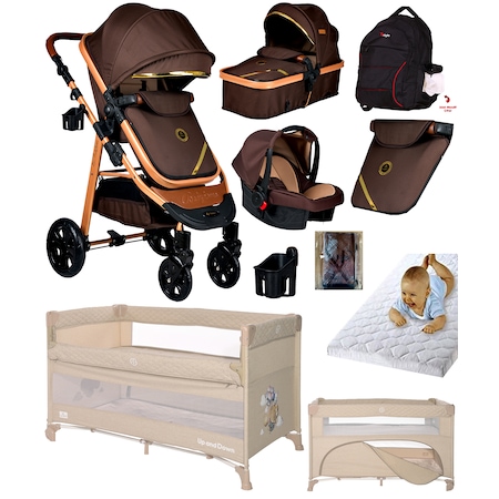 Baby Home Yeni Ekonomi Paket 9 in 1 Set 940 Travel Sistem Bebek Arabası Ve Lorelli Anne Yanı Beşik Oyun Parkı Yatak Beşik
