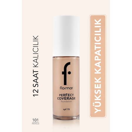 Flormar Perfect Coverage Yoğun Kapatıcı Su Bazlı Fondöten (Sıcak Alt Ton) -101 Pastelle -8682536058148