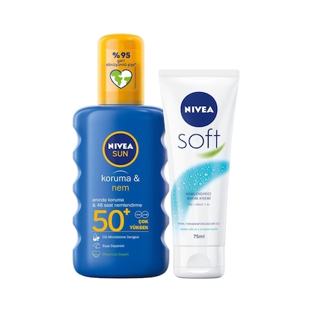 Nivea Güneş Koruyucu & Nemlendirici Sprey GKF 50 200 ML + Soft Bakım Kremi 75 ML