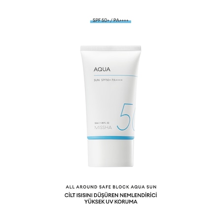 Missha Su Bazlı Nemlendirici Güneş Koruyucu Jel All Around Safe Block Aqua Sun Gel Spf50+/PA++++ 50 ML