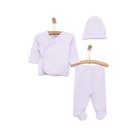 Hellobaby Yenidoğan Organik Zıbın-şapka-patikli Alt Unisex Lila