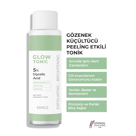 Sinoz %5 Glikolik Asitli Gözenek Sıkılaştırıcı, Peeling Etkili, Arındırıcı Glow Tonik 200 ML