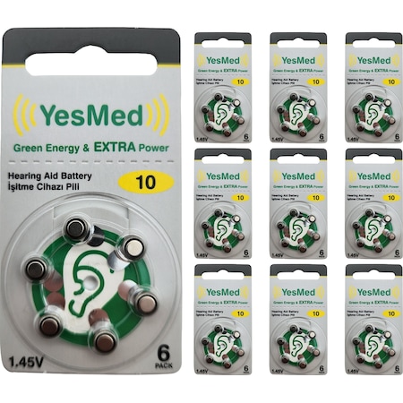 Yesmed Extra Power 10 No Kulaklık Pili 10paketx6adet 60adet Pil