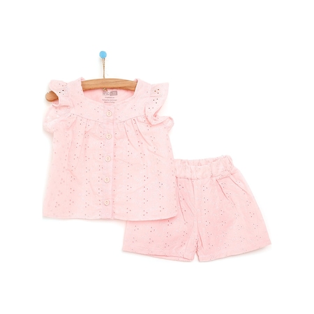 HelloBaby Cheerful Summer Flowers Bluz-Şort Kız Bebek Açık Pembe