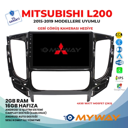 Mitsubishi L200 Androıd 12 Carplay Seslı Komut Multimedya - Myway N11.1037