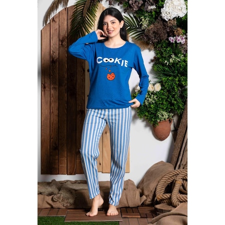 Sude Homewear M952 Penye Kadın Pijama Takımı Mavi
