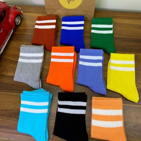 12’li Rengarenk Çizgili Çorap Kutusu