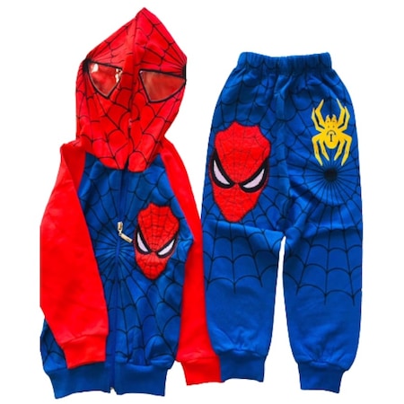 Örümcek Adam Eşofman Takımı Spiderman Kostümü Maskeli Kapüşonlu (399654383)