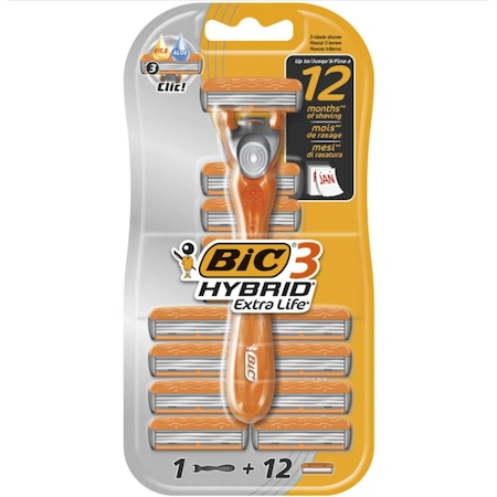 Bic 3 Hybrid Extra Life Tıraş Bıçağı + Yedek Başlık 12'li