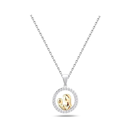 Brezza Lusso Jewelry Gümüş Zirkon Taşlı Anne Bebek Gümüş Kolye 334280715 50 CM