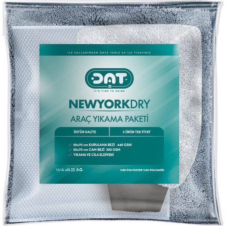 Dat35 Newyorkdry Mikrofiber Araç Kurulama Havlusu + Oto Cam Bezi Eldiveni